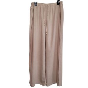 Lulus Seaside Sweetie Sz XL Linen Blend Wide Leg Slit Split Pants Boho Beach